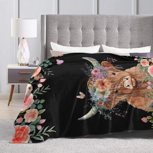 Highland Cow Blanket Cute Cow Plush Throw Blanket Super Soft Cozy Warm Fleece Highland Cattle Bedding Blanket Gifts for Kids Girls Boys Women 40"X50"