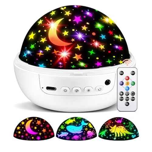 COOLNIGHT Christmas Room Decor, 93 Lighting+3 Films Christmas Projector Christmas Stuff, Remote+Dimmable+360¡Æ Slient Nightlight for Baby Nursery, Christmas Room Decorations, Moon Projector (White)