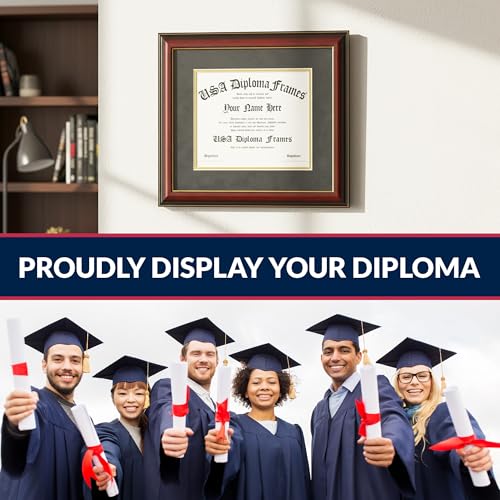 8.5x11 Diploma Frame with Mat - Solid Wood Certificate Holder for University & College Degrees