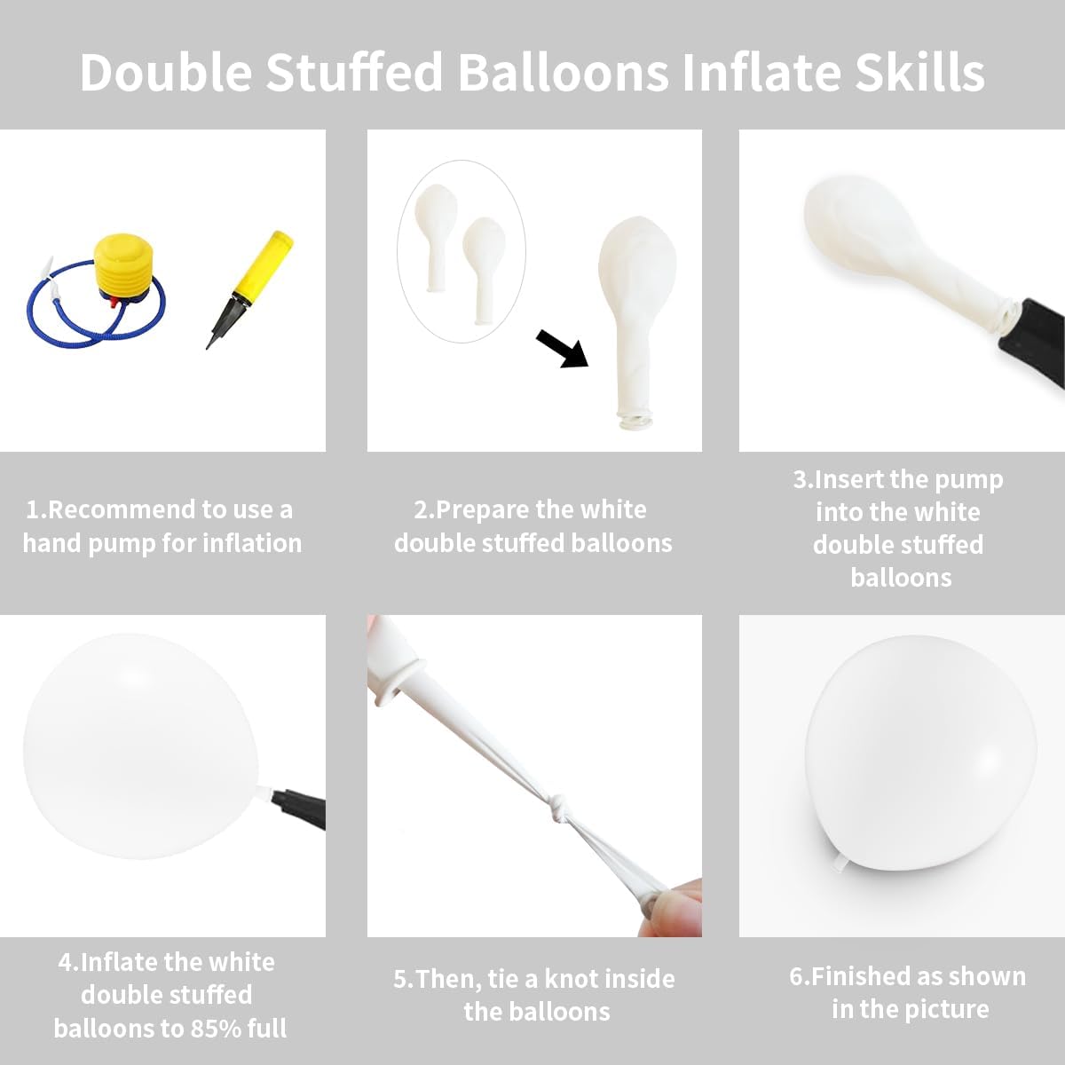 Skiennix White Double Stuffed Balloons - 115 Pcs in 5/10/12/18" Sizes | Perfect for Birthday & Wedding Decor