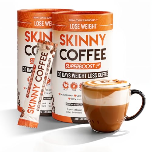 Skinny Coffee Super Boost Weight Loss Coffee - 60 Servings, Belly Fat Burner, Keto Vegan, Sugar-Free, Supports Metabolism & Energy