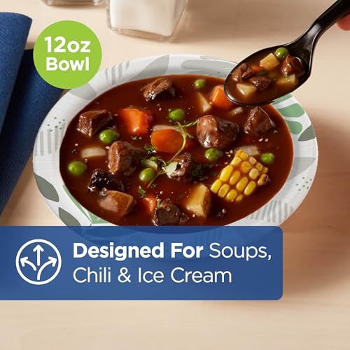 Heavy-Duty 12 oz Paper Bowls Bulk Pack - Compostable, Microwave Safe, 500 Count
