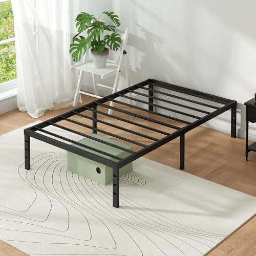 Twin Size Metal Platform Bed Frame - 18 Inch Height with Heavy Duty Steel Support, No Box Spring Needed, Easy Assembly, Underbed Storage - Black (Variation: Twin / 18 Inch)