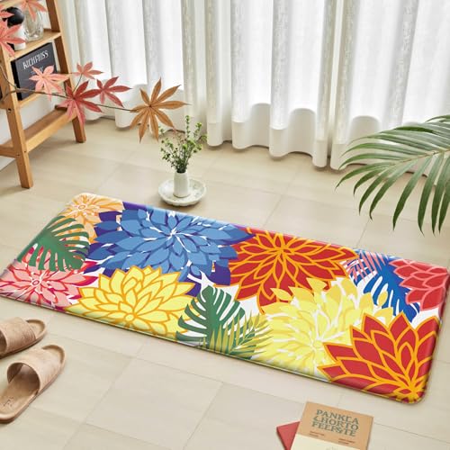 Arenarug Colorful Cushioned Anti-Fatigue Kitchen Mats 2-Piece Set, Waterproof & Non-Slip, 17.3x28 & 17.3x47 Inches