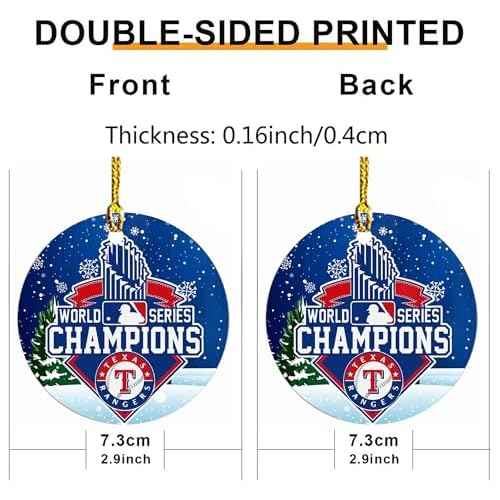 Rangers World Series Champions Christmas Ornament, Charlie Brown Texas Baseball Decorations,Texas Cute Rangers Ceramic Ornament Christmas Rangers Ornament