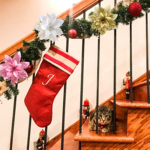 Christmas Poinsettia Artificial Flowers Decorations 5.5" Christmas Tree Wreaths Garland Decoration 12 Pcs Glitter Flowers Picks Decor for Xmas New Year Wedding Party Ornaments (Red Gold)