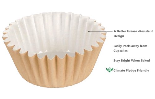 Caperci Heavy Duty Standard Natural Cupcake Liners 150 Counts - Grease-Resistant Paper Muffin Baking Cups, Odorless, No Muffin Pan Needed, Easily Peels (Natural)