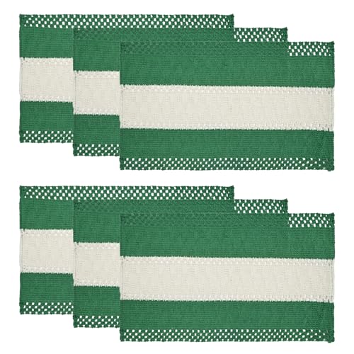 Artoid Mode Christmas Dark Green Rustic Placemats Set of 6, 12x18 Inches
