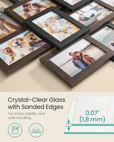 12-Pack 4x6 Photo Collage Frames Set with Glass Front - Maroon Brown, Heather Greige, Ash Black