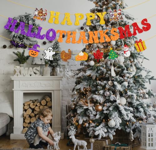 Holiday Banner Set for Christmas Halloween Thanksgiving Party Decorations
