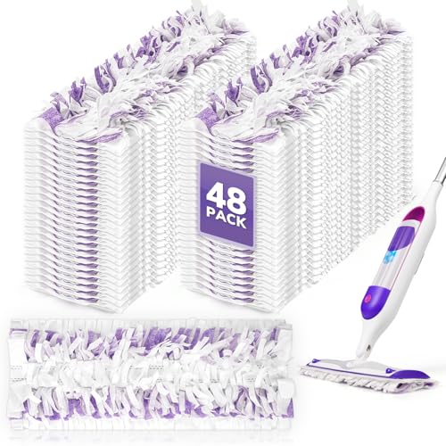 AIR U+ 48 Pack Disposable Power Mop Pads for Swiffer Power Mop, Thick 14-Layer, Large Size, Easy to Use, Wet & Dry Cleaning Refills