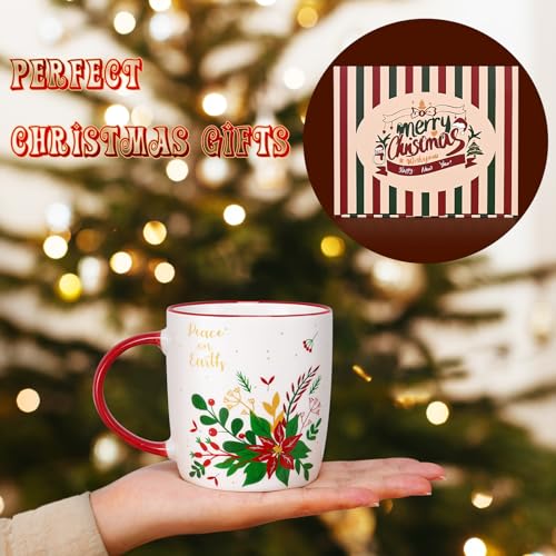 Merry Christmas Christmas Mug Set of 4 - 11 Oz Ceramic Tree Mugs Gift Set (Merry Xmas Gifts Ornaments)