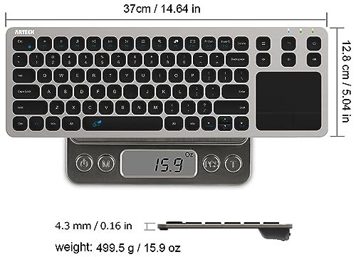 Arteck Wireless Touch Keyboard with Touchpad for Smart TV & PC - 2.4G