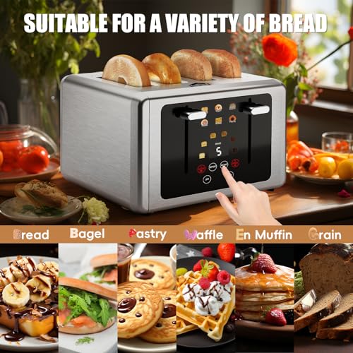 WUNLY Smart Digital 4-Slice Toaster with Wide Slots & Stainless Steel Variation