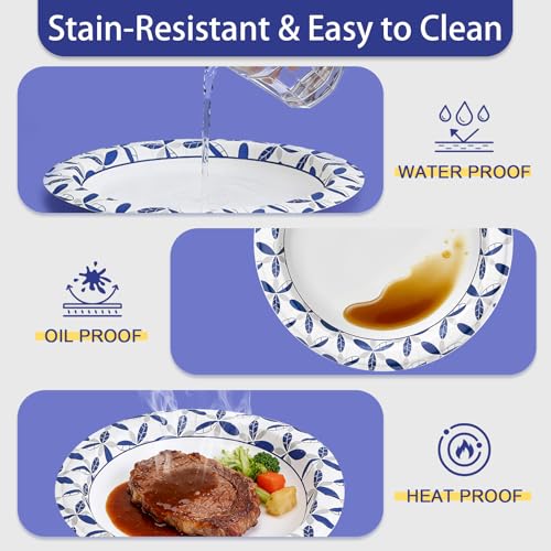10 Inch Heavy Duty Disposable Paper Plates - 500 Pack, Leakproof & Cut-Resistant - BYSNOW