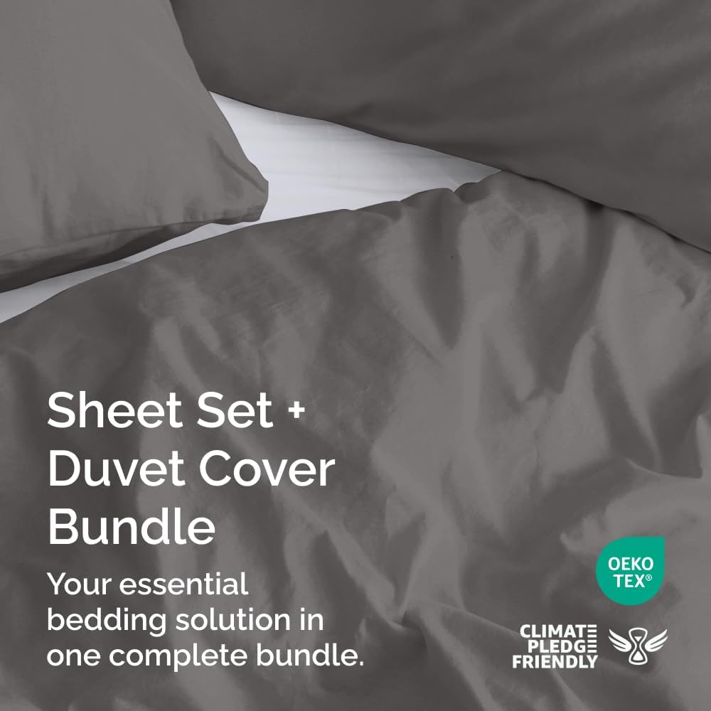 Skiennix 6-Piece Dark Grey Queen Bed Sheet Set | Soft, Wrinkle-Free Luxury Bedding with Duvet Cover & Extra Deep Pockets