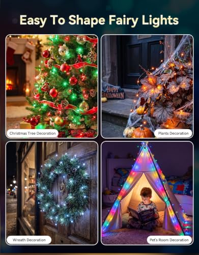 LitHome 130ft RGB 400LED Fairy String Lights with Remote - Green Wire