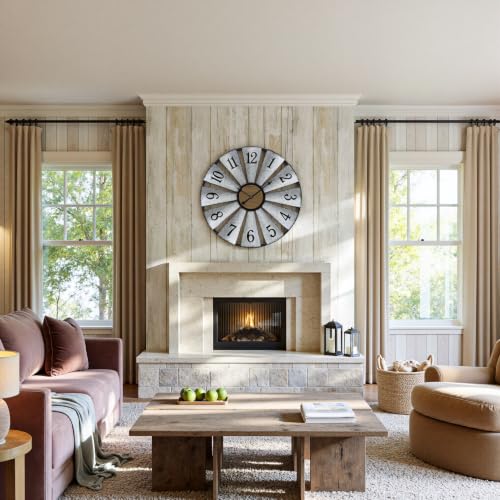 Vantic 30'' Windmill Large Wall Clock, Distressed Metal Clock