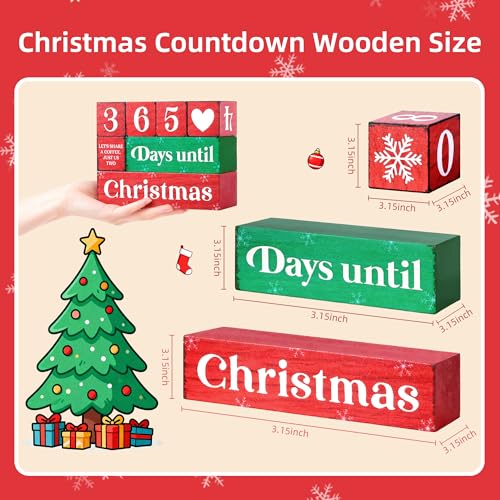 Gleegreets 365 Days Christmas Countdown Wooden Decor Set with Dice - A-Christmas Countdown