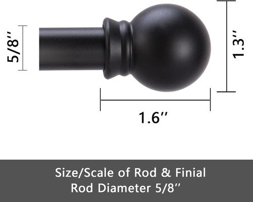 GXOACKJ Black Curtain Rods - Heavy Duty Metal Set for Windows 28-78 Inches | 5/8 Inch Diameter, 2 Pack