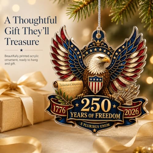 DuduCraft 250 Eagle USA Flag Patriotic Christmas Ornament - 250th Anniversary