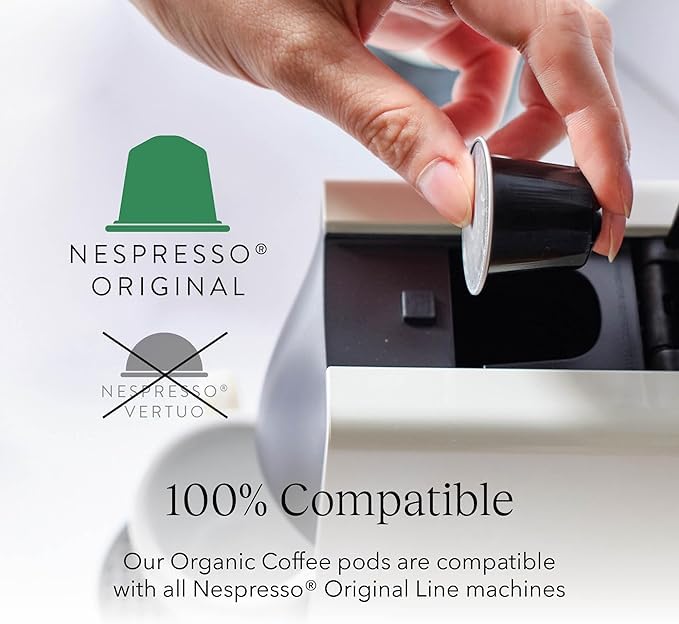 Cru Kafe Decaf Organic Espresso Pods Pack of 50 for Nespresso Original Line