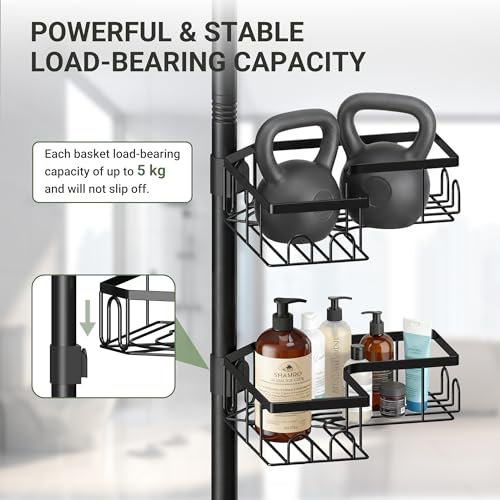 Adjustable Corner Shower Caddy Tension Pole 4-Tier Bathroom Organizer