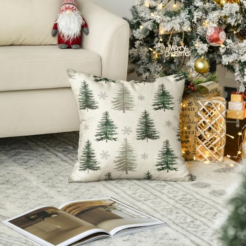 AVOIN colorlife 18x18 Inch Christmas Snowflake Tree Throw Pillow Cover Holiday Decor