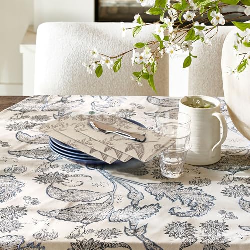 Flower Bird Vintage Cloth Napkins Set of 12 - Reusable Linen Cotton Dinner Towels for Weddings & Parties