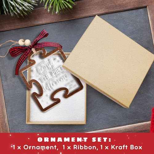 Pawzity Thank You Gifts - Never Forget You are The Piece That Made The Difference Ornaments - Appreciation Gift for Women Coworker Friend Teacher Boss Nurse - Wood Acrylic Thank You Christmas Ornament