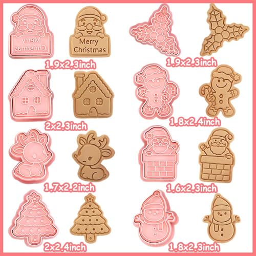 Lutoku 8 Piece Mini Christmas Cookie Cutters & Stamp Set - Xmas Theme (Christmas-3)