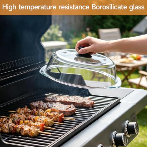 10-Inch Glass Microwave Splatter Cover with Silicone Handle - Food Safe, Dishwasher Safe, BPA-Free