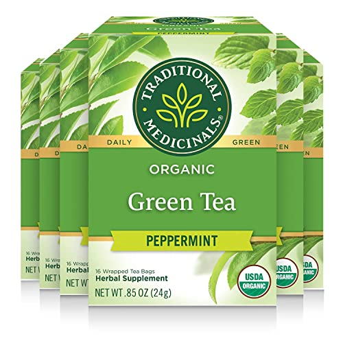Organic Green Tea with Peppermint - Digestive & Nausea Relief, 96 Bags