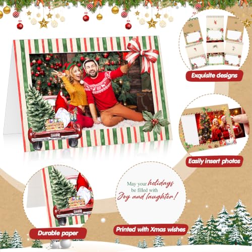 Funrous 48 Set Christmas Photo Cards with Envelopes Stickers, Vintage