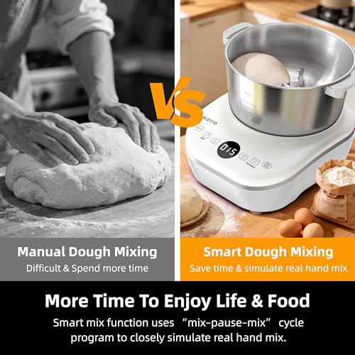 Home Dough Maker 5.3QT Dough Mixer with Fermentation Function - White