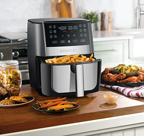 Gourmia 8 Qt Air Fryer with 12 Presets, Stainless Steel, Touchscreen