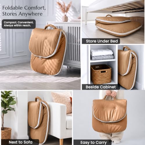 ZonLi Adjustable Floor Chair with Back Support - Brown, Cozy Lounge Seat