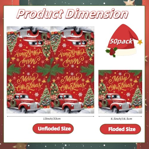 Christmas Party Paper Napkins 50pcs - Festive Red & Tree Design, Holiday Tableware