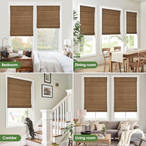 Privacy Cordless Bamboo Roman Shades - Highfield Teak, 47x64 Inches