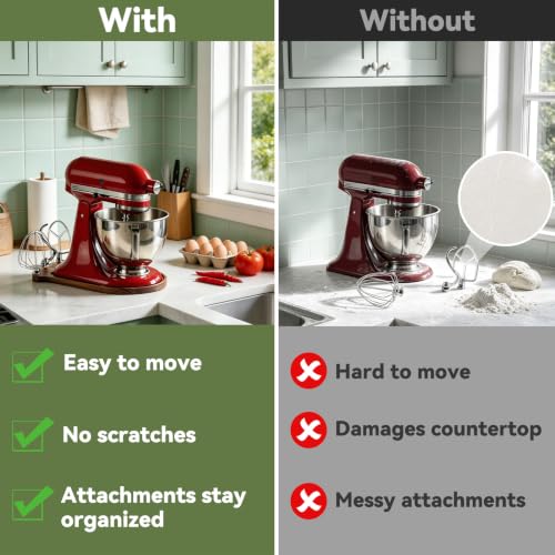 2-in-1 Mixer Slider with Storage for KitchenAid 4.5-5 Qt Tilt Head Mixer - Natural Pine