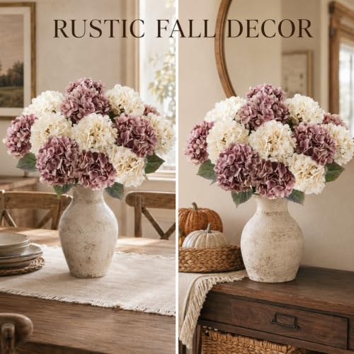 Artificial Hydrangea Flowers 12 Pack for Christmas Wreaths & Home Decor