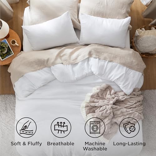 Bedsure King Comforter Set - Prewashed Soft White Bedding 3 Pieces 104x90 Variation 02