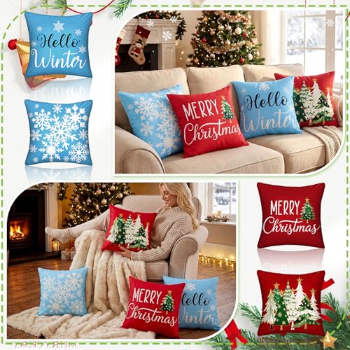 Mindsoft Seasonal Holiday Pillow Covers 20-Pack 18x18 Fall Christmas Decor