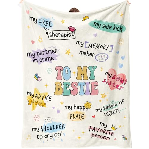 Flpoxzd Bestie Birthday Gift Blanket for Women 60x50 Inches - Cozy Friendship Throw