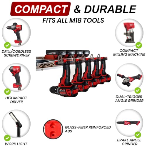 Universal Tool Organizer Rack for Milwaukee M18 18V - Holds 5 Cordless Power Tools