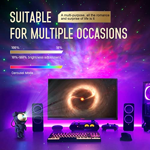 Galaxy Projector for Gaming Room Decor - Black Astronaut Nebula Light with Remote