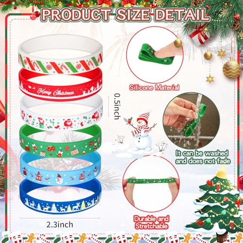 Snowman Christmas Silicone Bracelets 60 Pcs Party Favors & Prizes