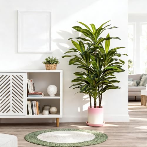 CyanZen 4ft Artificial Dracaena Tree - Large Indoor Faux Plant with Realistic Leaves