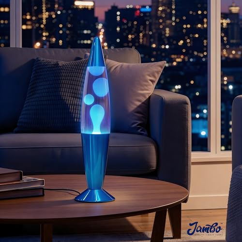 JAMBO 16-Inch Blue Liquid Motion Lamp with White Wax - Relaxing Night Light for Home & Office
