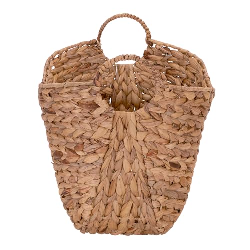 Natural Water Hyacinth Wicker Basket with Handles - Tall Storage Bin